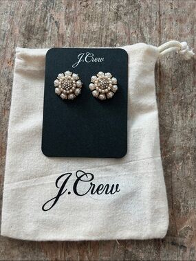 J Crew Pearl Floral Stud Earrings